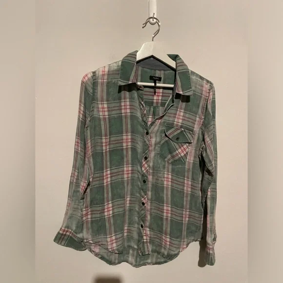 Nollie pac sun Women's acid wash Flannel Shirt medium - Picture 1 of 6
